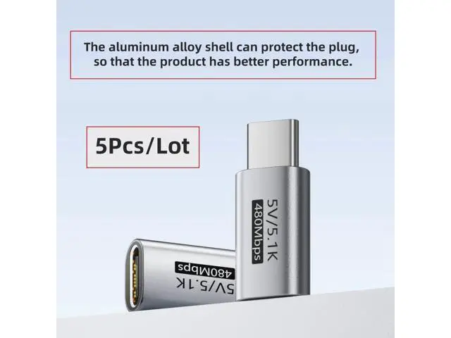 Alt view image 4 of 7 - 5pcs/lot PD Function Blocker Type-C Male to USB-C Female with 5.1K Resistor DC5V Protect Extension Adapter Only for Power Charge