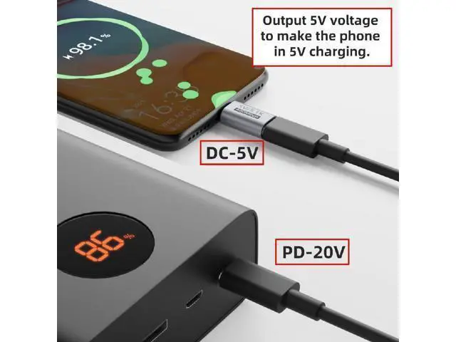 Alt view image 7 of 7 - 5pcs/lot PD Function Blocker Type-C Male to USB-C Female with 5.1K Resistor DC5V Protect Extension Adapter Only for Power Charge