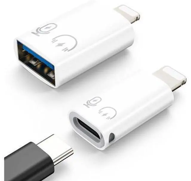 Main image of USB C Female to Lightning Male Adapter Lightning Male to USB-A Female OTG Adapter Connector for iPhone 14/13/12/11 Pro Max/iPad/iPod/AirPods Support 10W Fast Charging/Data Transfer/Audio