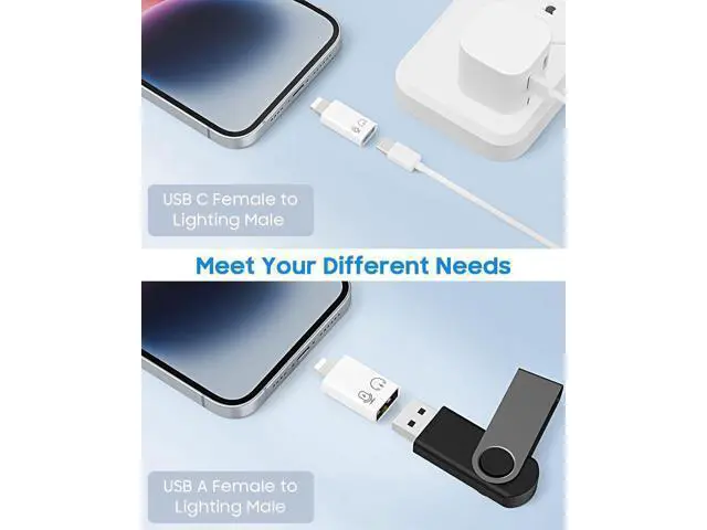 Alt view image 2 of 7 - USB C Female to Lightning Male Adapter Lightning Male to USB-A Female OTG Adapter Connector for iPhone 14/13/12/11 Pro Max/iPad/iPod/AirPods Support 10W Fast Charging/Data Transfer/Audio