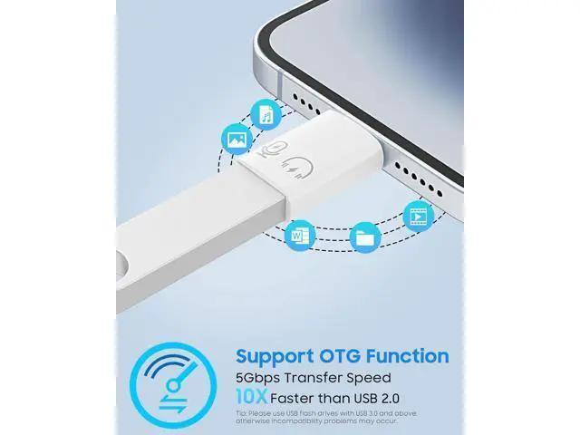 Alt view image 3 of 7 - USB C Female to Lightning Male Adapter Lightning Male to USB-A Female OTG Adapter Connector for iPhone 14/13/12/11 Pro Max/iPad/iPod/AirPods Support 10W Fast Charging/Data Transfer/Audio