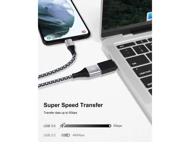 Alt view image 3 of 7 - 4 Pack USB C to USB Adapters, Type C to USB 3.0 USB C Adapter Side by Side Male to USB 3.0 Female Typec Adaptor for M-acBook Pro, i-Mac i-Pad Mini 6, Thunderbolt 3/4 Type C OTG Adaptador Converter