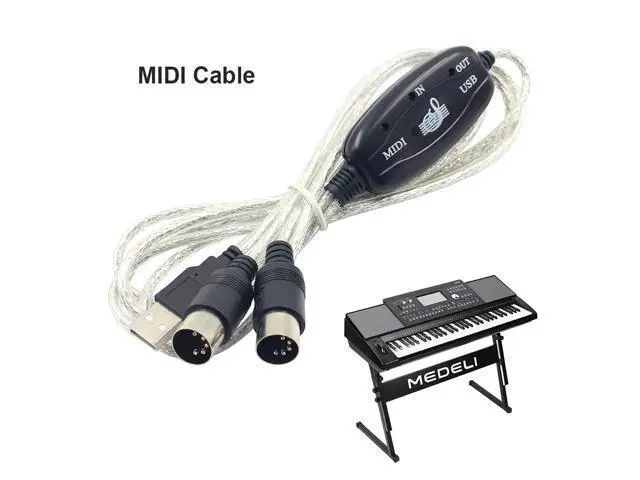 Alt view image 3 of 7 - USB IN-OUT MIDI Adapter Cable Set Keyboard Converter Cord PC to Music Electronic Lightweight Portable Music Elements
