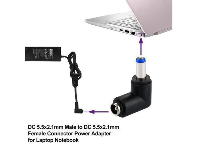 Alt view image 6 of 6 - DC 5521 Male to DC 5521 Female Connector Power Adapter for Laptop Notebook, 90 Degree Right Angle Elbow