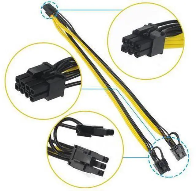 Main image of XT-XINTE GPU 6-pin to Dual 8pin Power Supply Cable GPU Graphics Card 6Pin Male to 2 (6+2)pin Male Adapter Cable