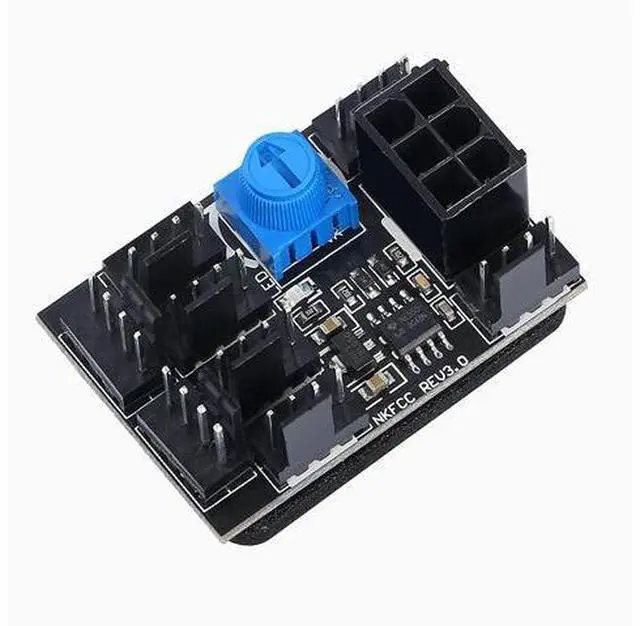 Main image of 3 Pin 4 Pin Fan Adapter PWM PC Chassis Cooling Fan Hub 8 Way Splitter 12V Speed Controller with 6 Pin Power Port