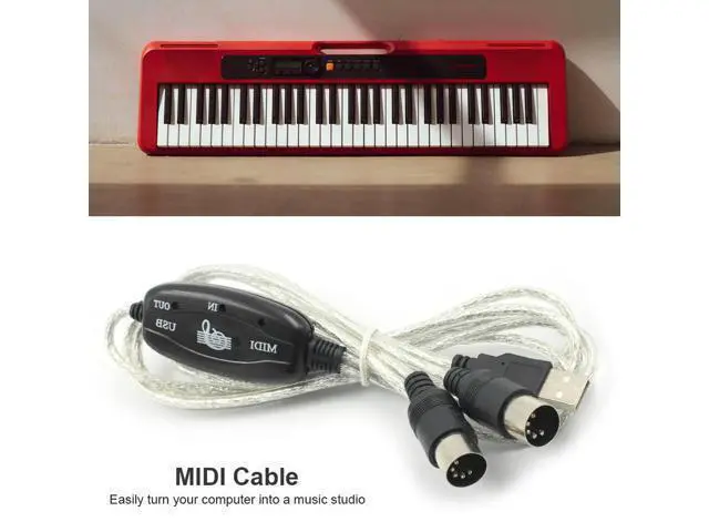 Alt view image 3 of 3 - Professional MIDI Cable USB IN-OUT PC to Music Electronic Keyboard Adapter Cord Musical Enjoyable Instrument Supplies