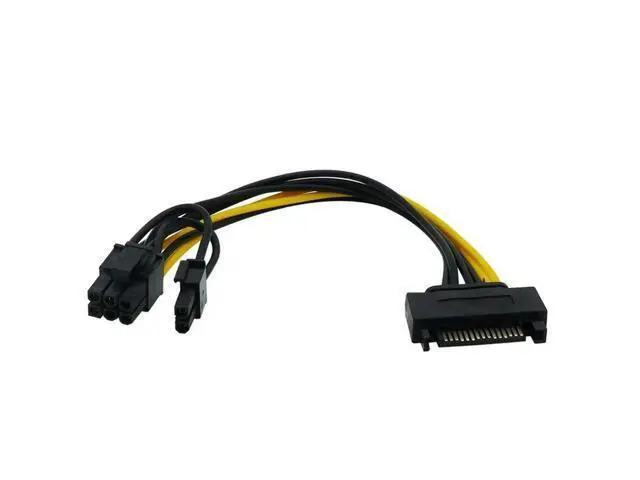 Alt view image 2 of 3 - Single SATA 15pin to 8pin(6+2) Powr Adapter Cable 20cm PCI-E SATA Power Supply 15-pin to 8 pin cable for BTC Miner Mining