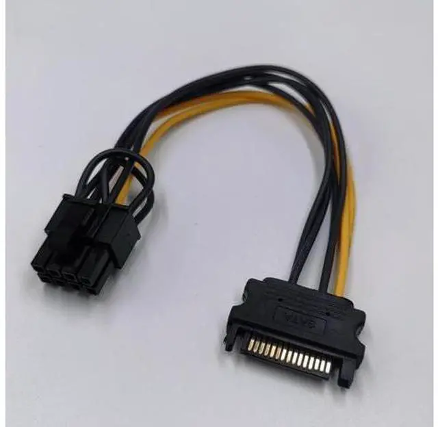 Main image of Single SATA 15pin to 8pin(6+2) Powr Adapter Cable 20cm PCI-E SATA Power Supply 15-pin to 8 pin cable for BTC Miner Mining
