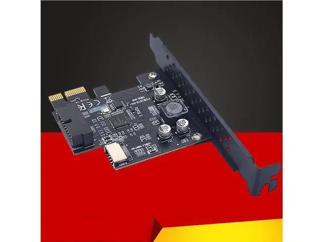 Alt view image 4 of 6 - PCI Express 2.0 X1 USB 3.2 Gen1 19Pin + TYPE-E Expansion Card PCIe Front Type-C Adapter Riser Type-E USB3.2 A-KEY 5Gbps Card