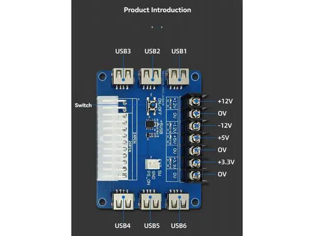 Alt view image 3 of 4 - 20 Pins 24 Pins ATX Power Adapter Board Power Pickup Board Power Module USB Charging Desktop Chassis Power Supply 5V