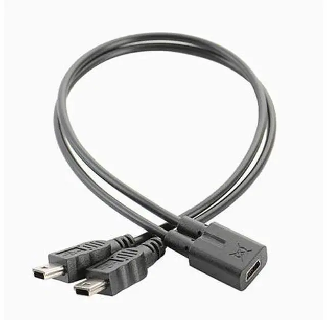 Main image of Mini USB 1 to 2 Y Splitter Cable USB 2.0 Mini 5-Pin Female to Double 2 Male Converter High Speed Charging Cable Cord