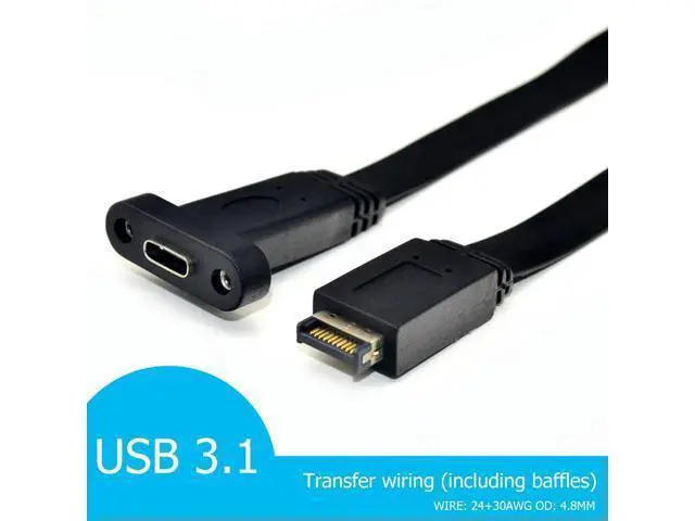 Alt view image 2 of 3 - Connectors USB 3.1 Front Panel Header Type E to Type C Motherboard Extension Cable Gen 2 10Gbps Internal Adapter Cable 30cm