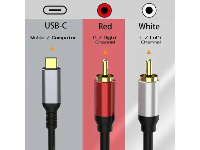 Alt view image 3 of 3 - USB C to 2RCA Male Jack Plug Adapter Type-C to RCA Male to Male Y RCA Splitter for Car Aux Stereo Speaker Amp Cord