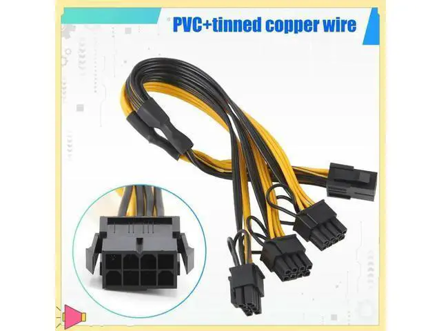 Alt view image 3 of 4 - ATX 12V CPU 8 Pin To 3X 8Pin (6+2) Pin PCI-E Male Splitter Power Extension Adapter Cable For Graphics Card