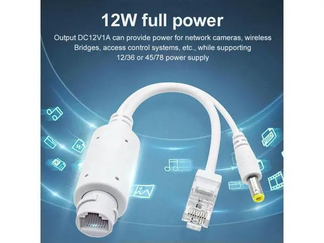 Alt view image 2 of 3 - 48V To 12V POE Spliter Adapter Waterproof Video And Power Adapter Cable Supply Module Injector Extender for IP Camera Extender
