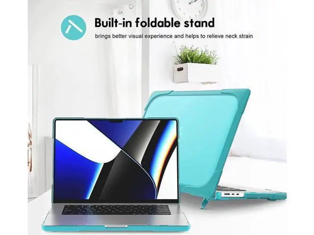 Alt view image 4 of 7 - Compatible with MacBook Air 15 inch Case 2023 Release A2941 M2 Chip with Liquid Retina Display Touch ID, Heavy Duty Rugged Hard Shell Shockproof Cover with Keyboard Skin, Type C Adapter Blue