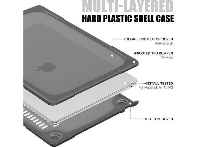 Alt view image 4 of 7 - Compatible with MacBook Air 15 inch Case 2023 Release A2941 M2 Chip with Liquid Retina Display Touch ID, Heavy Duty Rugged Hard Shell Shockproof Cover with Keyboard Skin, Type C Adapter