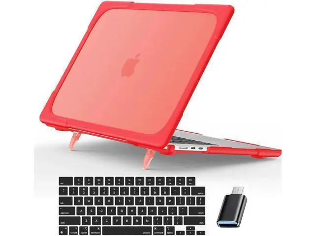Main image of Compatible with MacBook Air 15 inch Case 2023 Release A2941 M2 Chip with Liquid Retina Display Touch ID, Heavy Duty Rugged Hard Shell Shockproof Cover with Keyboard Skin, Type C Adapter Red