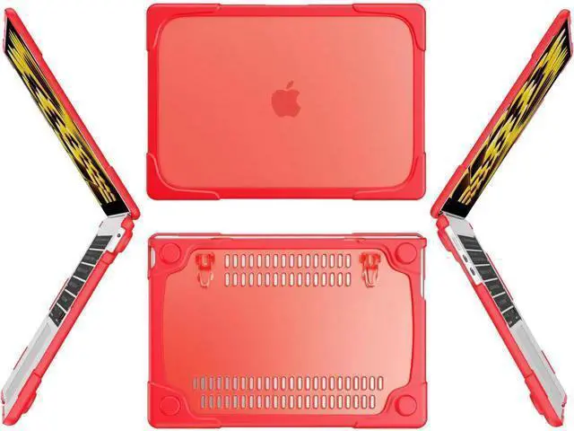 Alt view image 4 of 7 - Compatible with MacBook Air 15 inch Case 2023 Release A2941 M2 Chip with Liquid Retina Display Touch ID, Heavy Duty Rugged Hard Shell Shockproof Cover with Keyboard Skin, Type C Adapter Red