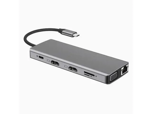 Alt view image 3 of 4 - 12-in-1 TYPE-C to dual HDMI 4K VGA port USB3.0 HUB converter Gigabit network port