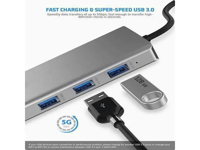Alt view image 4 of 4 - 12-in-1 TYPE-C to dual HDMI 4K VGA port USB3.0 HUB converter Gigabit network port