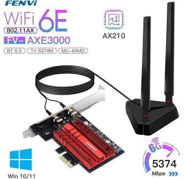 Main image of AXE3000 Wi-Fi 6E AX210 Bluetooth 5.3 Wireless 5374Mbps 2.4G/5GHz/6G WiFi 802.11AX/AC PCIExpress Network Card Adapter PC