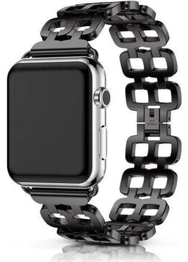 Main image of Compatible Apple Watch Band 40mm / 38mm - 44mm / 42mm for Men Women Replacement Stainless Steel Link Band Replacement for Apple Watch Series 4 3 2 1 Black 38mm