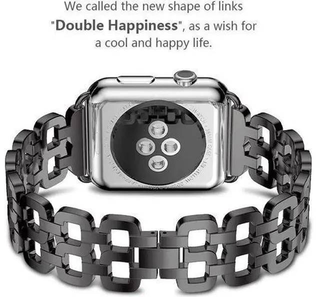 Alt view image 4 of 6 - Compatible Apple Watch Band 40mm / 38mm - 44mm / 42mm for Men Women Replacement Stainless Steel Link Band Replacement for Apple Watch Series 4 3 2 1 Black 38mm