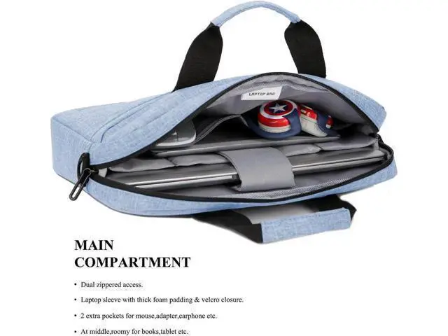 Alt view image 6 of 7 - 15.6 Inch Stylish Lightweight Business Laptop Shoulder Messenger Bag Briefcase Sleeve Case for 15-15.6 Inches Laptop/Notebook/MacBook/Ultrabook/Chromebook Computers Blue