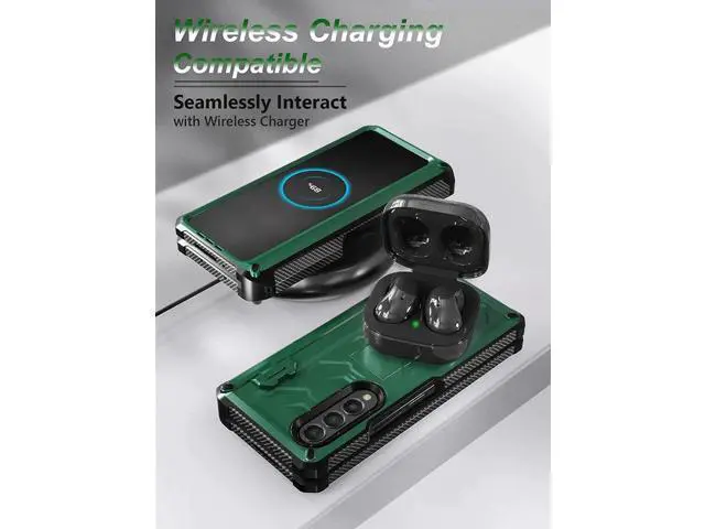 Alt view image 4 of 7 - For Samsung Galaxy Z Fold 3 Case with S Pen Holder, Built-in Kickstand / Screen Protector / Camera & Hinge Protection, 360° Protection Phone Case Cover for Samsung Galaxy Z Fold 3 5G 2021