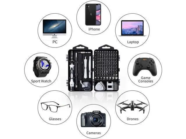 Alt view image 6 of 7 - Computer Repair Kit, 122 in 1 Magnetic Laptop Screwdriver Kit, Precision Screwdriver Set, Small Impact Screw Driver Set with Case for Computer, Laptop, PC, for iPhone, Watch,Ps4 DIY Hand Tools