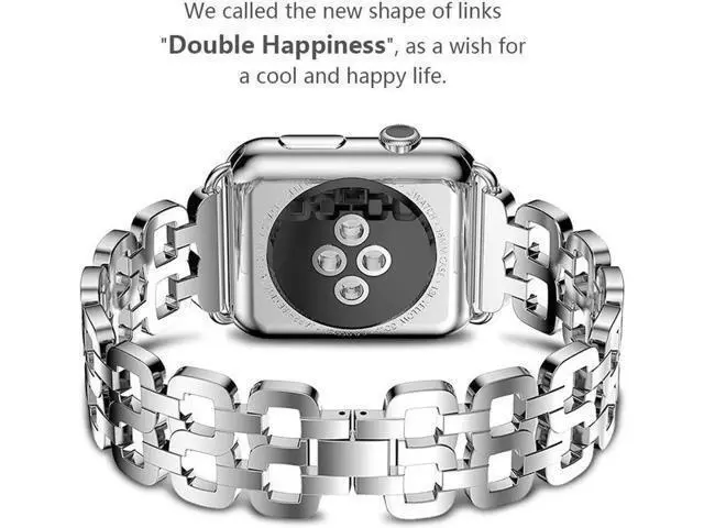 Alt view image 4 of 7 - Compatible Apple Watch Band 40mm / 38mm - 44mm / 42mm for Men Women Replacement Stainless Steel Link Band Replacement for Apple Watch Series 4 3 2 1 Silver 42mm