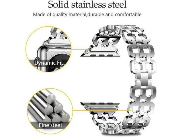 Alt view image 6 of 7 - Compatible Apple Watch Band 40mm / 38mm - 44mm / 42mm for Men Women Replacement Stainless Steel Link Band Replacement for Apple Watch Series 4 3 2 1 Silver 42mm