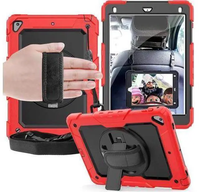 Main image of iPad 6th 5th Generation Case New iPad 9.7 Inch 2018 2017 Case Full-body Shock Proof Hybrid Armor Protective Case Cover with 360 Rotating Stand & Strap for Apple iPad 5th / 6th iPad Air 2 iPad Pro 9.7