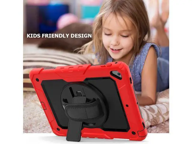 Alt view image 3 of 6 - iPad 6th 5th Generation Case New iPad 9.7 Inch 2018 2017 Case Full-body Shock Proof Hybrid Armor Protective Case Cover with 360 Rotating Stand & Strap for Apple iPad 5th / 6th iPad Air 2 iPad Pro 9.7