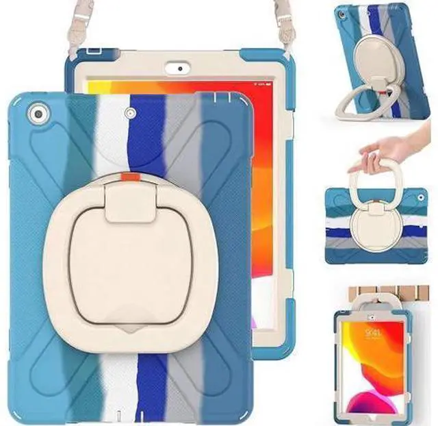 Main image of iPad 8th 7th Generation Case, iPad 10.2 inch Case 2020 2019, Heavy Duty Rugged Kids Cover with Rotating Stand/Pencil Holder/Carrying Strap