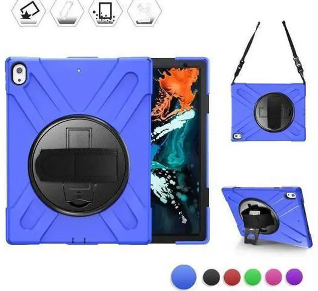Main image of iPad Pro 12.9 Case 3rd Gen 2018 Heavy Duty Shockproof Protective Case Cover with 360 Degree Rotating Kickstand / Adjustable Hand Strap and Carrying Shoulder Strap for iPad Pro 12.9 3rd Generation Blue