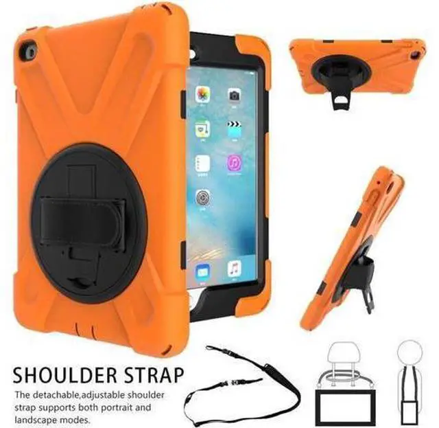Main image of for iPad Mini 4 Case Three Layer Drop Protection Shockpoof Rugged Heavy Duty iPad Mini 4 Protective Case With a 360 Degree Swivel Stand Hand Strap and a Shoulder Strap for iPad Mini 4 Case