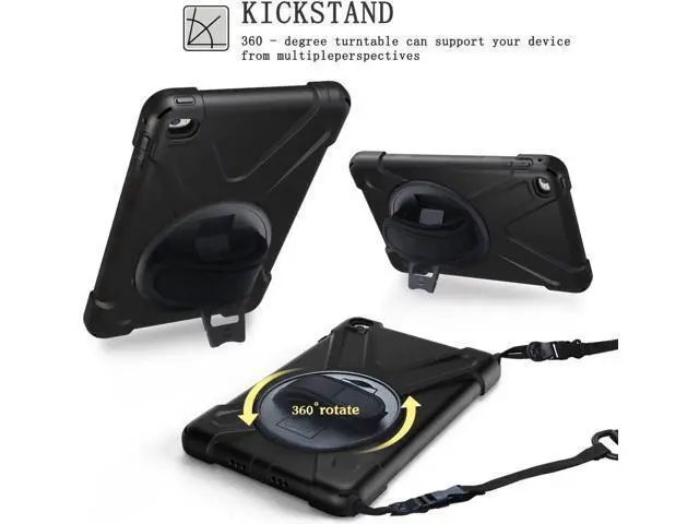 Alt view image 5 of 6 - for iPad Mini 4 Case Three Layer Drop Protection Shockpoof Rugged Heavy Duty iPad Mini 4 Protective Case With a 360 Degree Swivel Stand Hand Strap and a Shoulder Strap for iPad Mini 4 Case