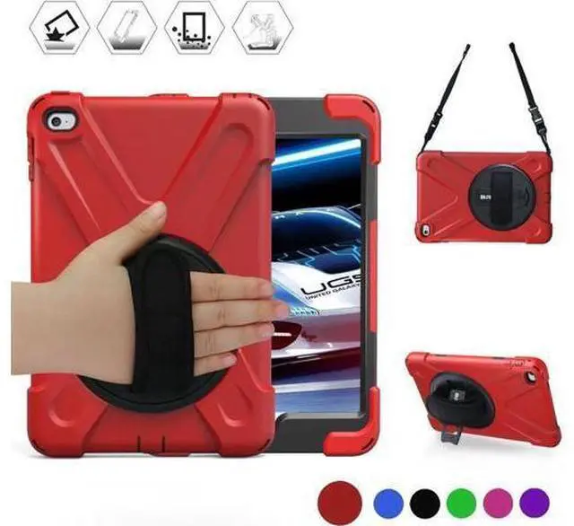 Main image of for iPad Mini 4 Case Three Layer Drop Protection Shockpoof Rugged Heavy Duty iPad Mini 4 Protective Case With a 360 Degree Swivel Stand Hand Strap and a Shoulder Strap for iPad Mini 4 Case