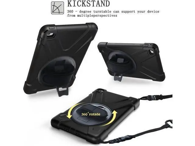 Alt view image 6 of 6 - for iPad Mini 4 Case Three Layer Drop Protection Shockpoof Rugged Heavy Duty iPad Mini 4 Protective Case With a 360 Degree Swivel Stand Hand Strap and a Shoulder Strap for iPad Mini 4 Case