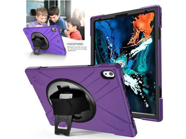 Alt view image 3 of 7 - iPad Pro 12.9 Case 3rd Gen 2018 Heavy Duty Shockproof Protective Case Cover with 360 Degree Rotating Kickstand / Adjustable Hand Strap and Carrying Shoulder Strap for iPad Pro 12.9 3rd Generation