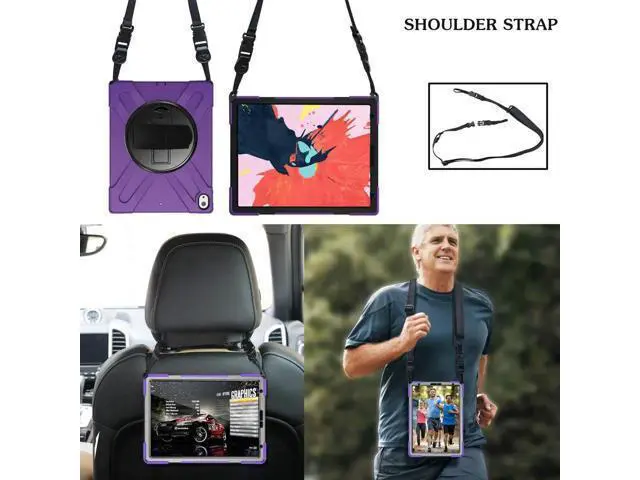 Alt view image 4 of 7 - iPad Pro 12.9 Case 3rd Gen 2018 Heavy Duty Shockproof Protective Case Cover with 360 Degree Rotating Kickstand / Adjustable Hand Strap and Carrying Shoulder Strap for iPad Pro 12.9 3rd Generation