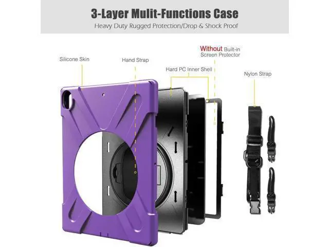 Alt view image 6 of 7 - iPad Pro 12.9 Case 3rd Gen 2018 Heavy Duty Shockproof Protective Case Cover with 360 Degree Rotating Kickstand / Adjustable Hand Strap and Carrying Shoulder Strap for iPad Pro 12.9 3rd Generation