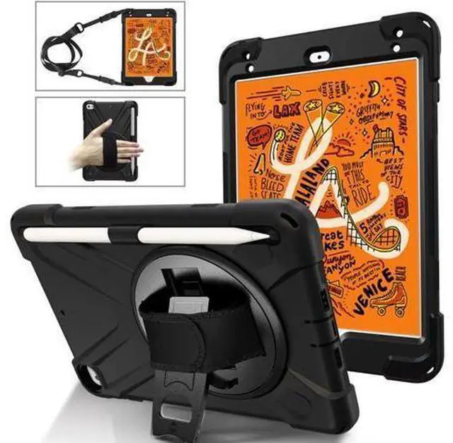 Main image of iPad Mini 5 Case 2019 iPad Mini 4 Case with Pencil Holder Shockproof 360 Degree Rotation Cover with Kickstand Hand Strap Shoulder Strip Protective Case for iPad Mini 5th iPad Mini 4th Generation
