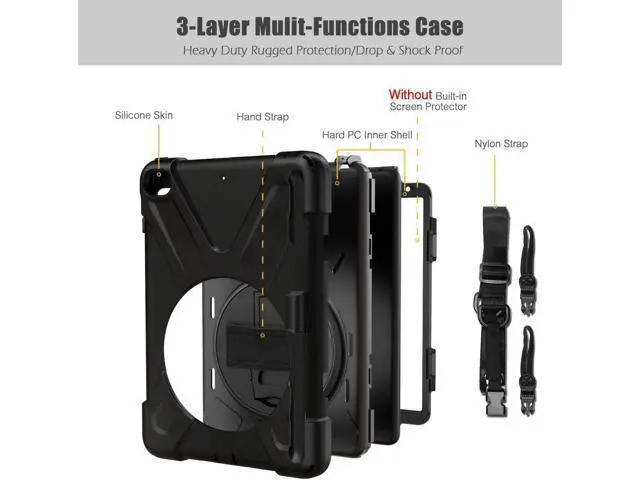 Alt view image 5 of 7 - iPad Mini 5 Case 2019 iPad Mini 4 Case with Pencil Holder Shockproof 360 Degree Rotation Cover with Kickstand Hand Strap Shoulder Strip Protective Case for iPad Mini 5th iPad Mini 4th Generation