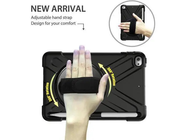 Alt view image 6 of 7 - iPad Mini 5 Case 2019 iPad Mini 4 Case with Pencil Holder Shockproof 360 Degree Rotation Cover with Kickstand Hand Strap Shoulder Strip Protective Case for iPad Mini 5th iPad Mini 4th Generation