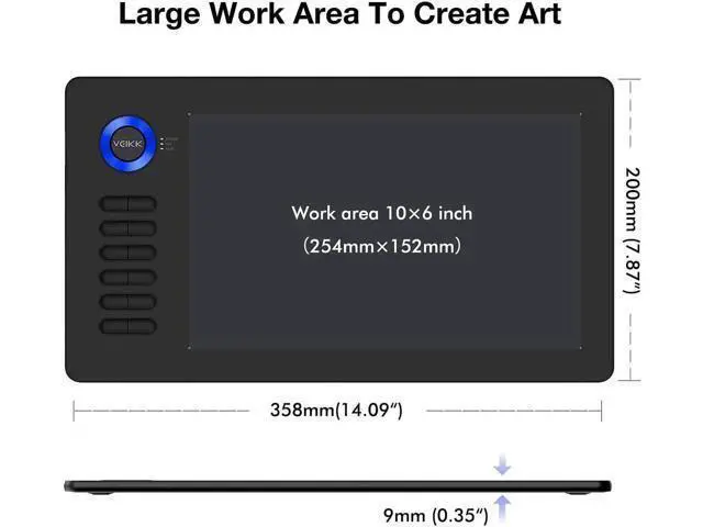 Alt view image 2 of 7 - VEIKK A15 Graphic Drawing Tablet 10x6 inch Graphics Tablet with 8192 Levels Battery-Free Stylus and 12 Shortcut Keys Art Tablet for Drawing and E-Learning/Online Classes in MAC Wins and Android(Blue)