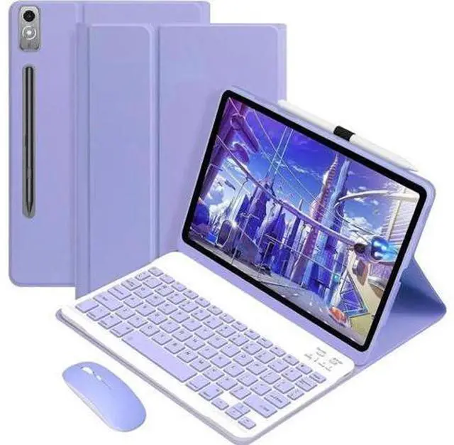 Main image of Bluetooth Keyboard Case with Mouse for Lenovo Tab P12 12.7 inch 2024 2023 TB370FU TB371FC Protective Cover with Wireless Mouse / Keyboard Purple